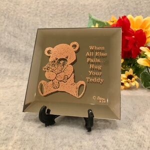 NWOT - Mirrored Teddy Bear Plaque with Easel